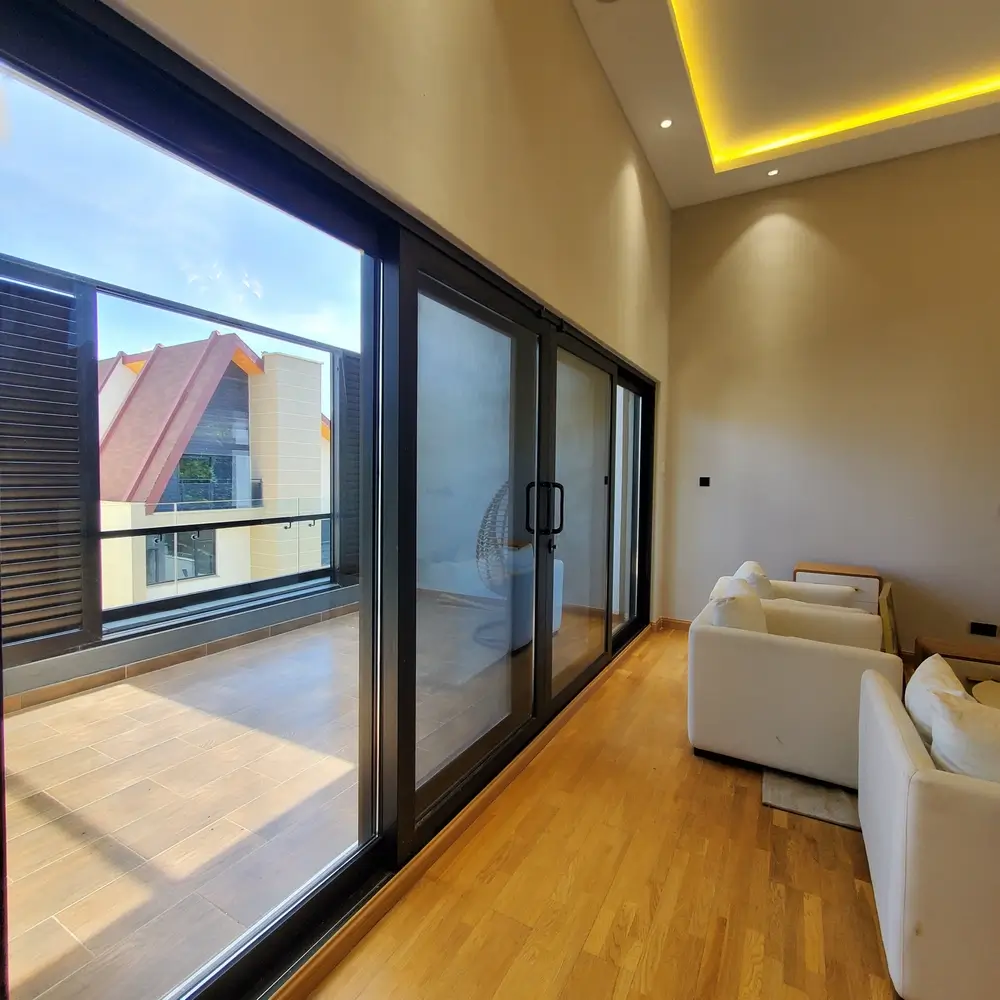 View of black impact windows